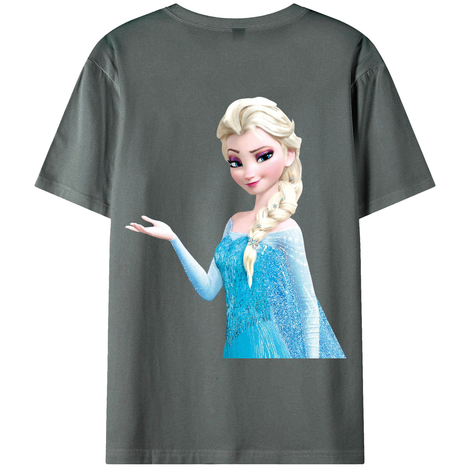 （画像用） アナと雪の女王 アンナ エルサ Frozen Anna Elsa 綿100％ メンズ半袖Tシャツ（バックプリント） 通気性